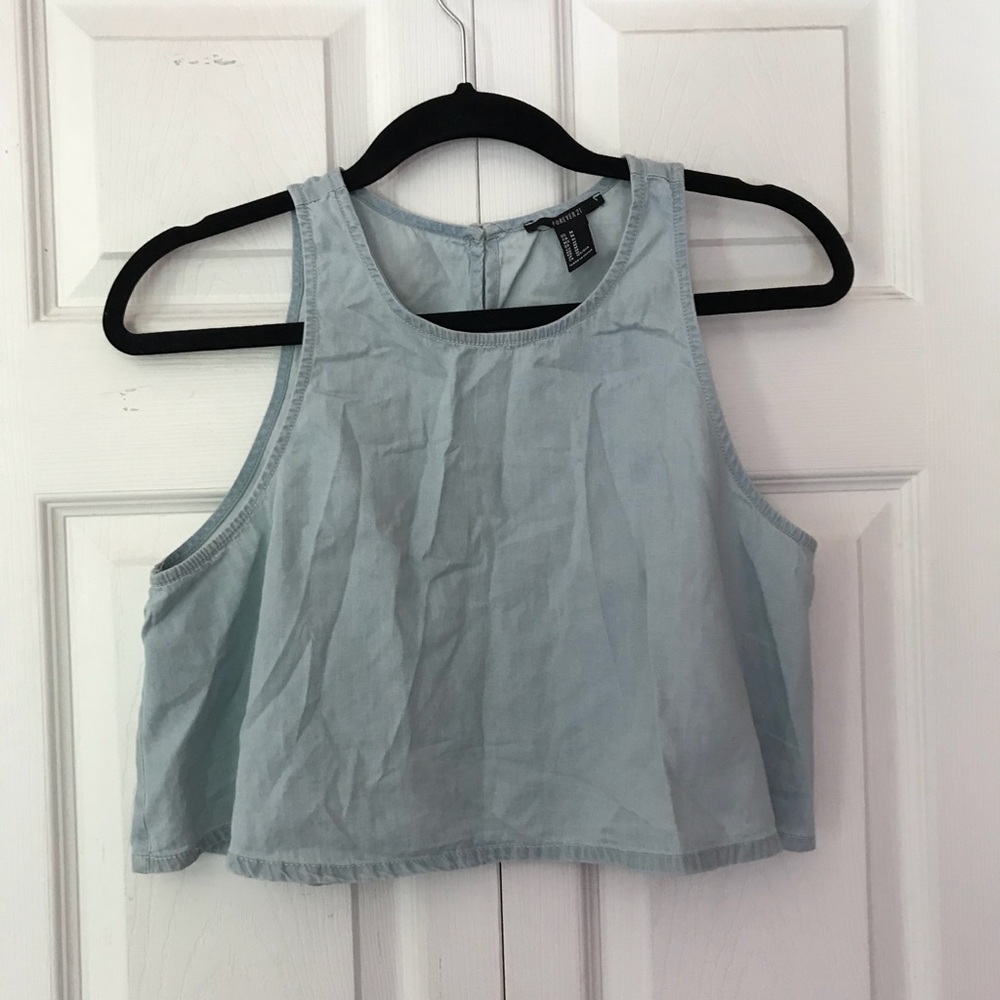 Forever 21 Blue Jean Cropped Tank Top